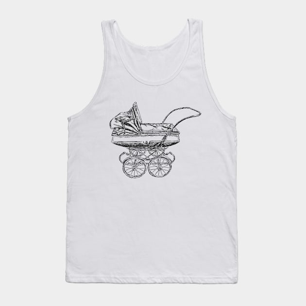 Vintage Baby Stroller Print Tank Top by rachelsfinelines